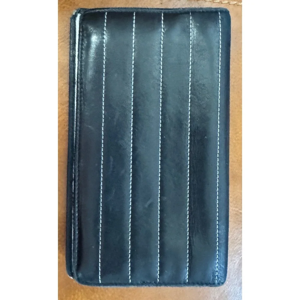 Chanel Black Leather Vertical Stitch Bifold Long Wallet Silver Interior CC Logo